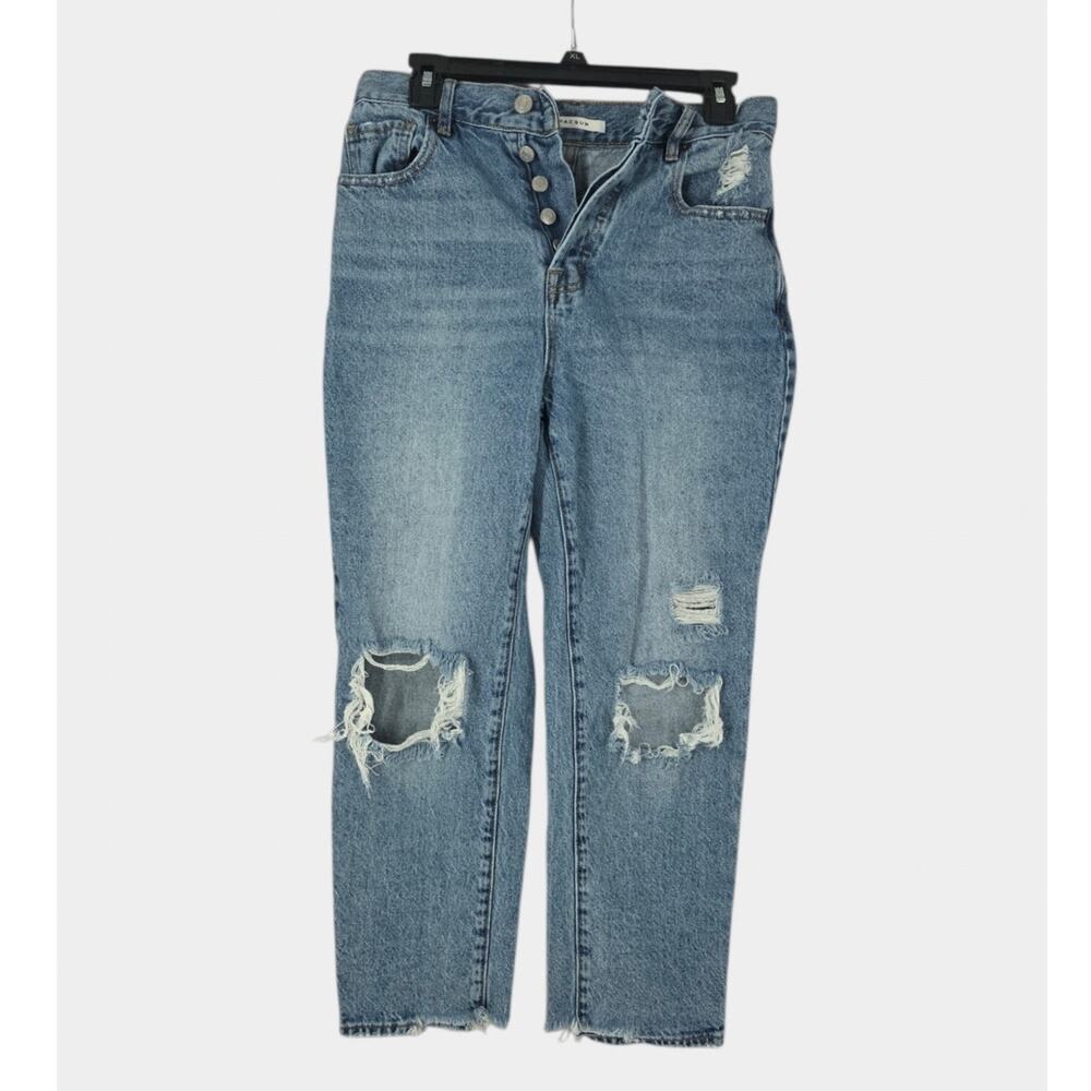 Pacsun Jeans Women's 27" High-Rise Straight Distressed Denim Button Fly Preppy